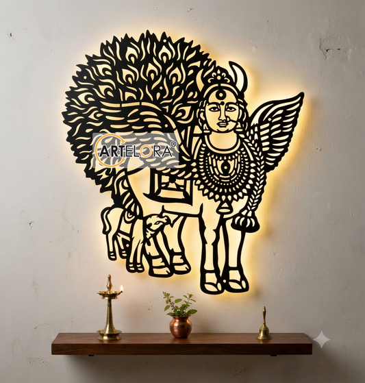 2D Modern Art Kamadhenu Cow Metal Art Design