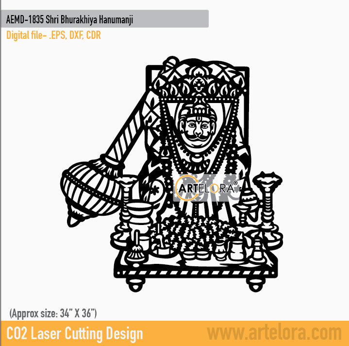2D Modern Art Shri Bhurakhiya Hanumanji