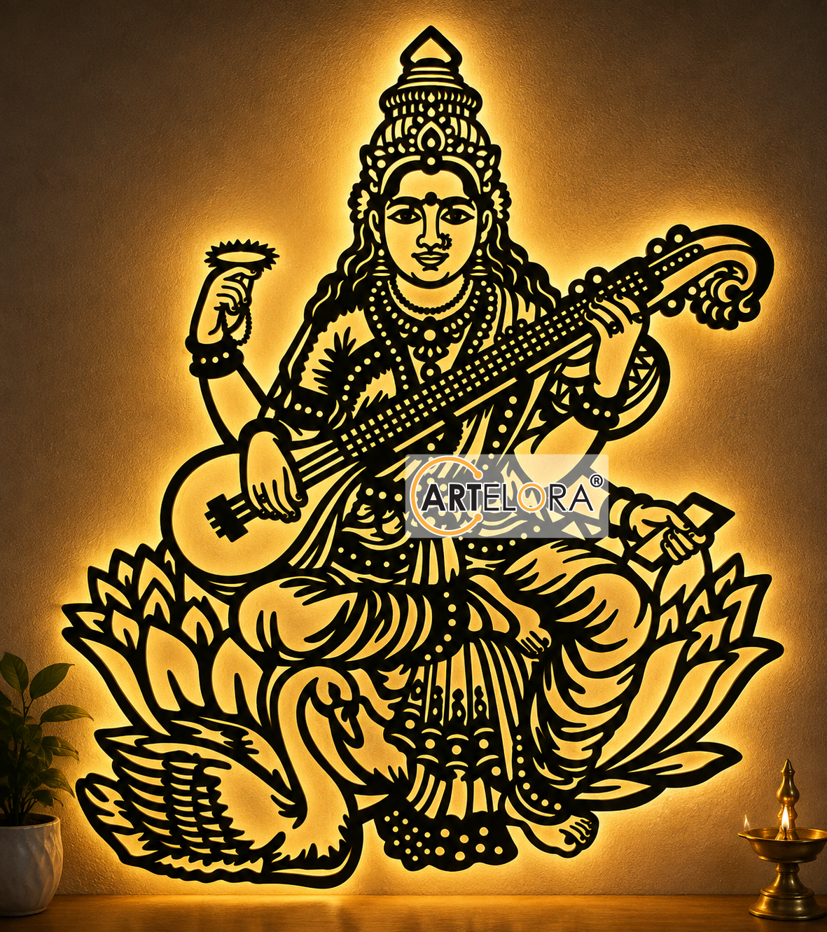 2D Modern Art Saraswati Mata