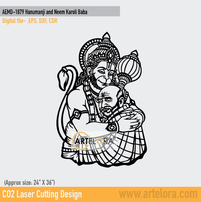 2D Modern Art Hanumanji And Neem Karoli Baba