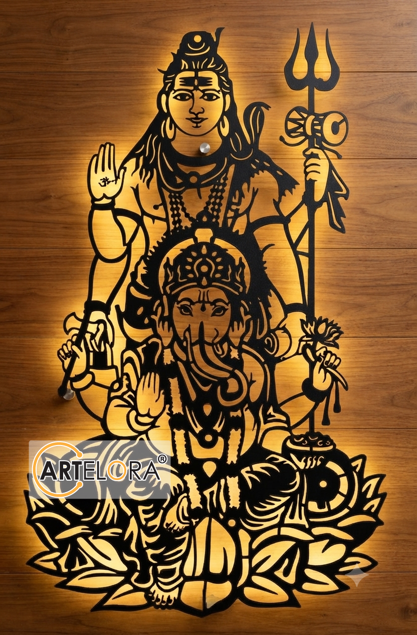 2D Modern Art Shiv & Ganesh