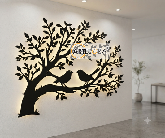 2D Modern Art Bird on Branch Wall Art