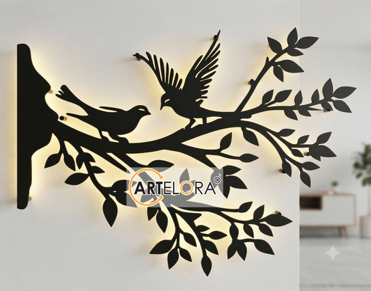 2D Modern Art Bird on Branch Wall Art