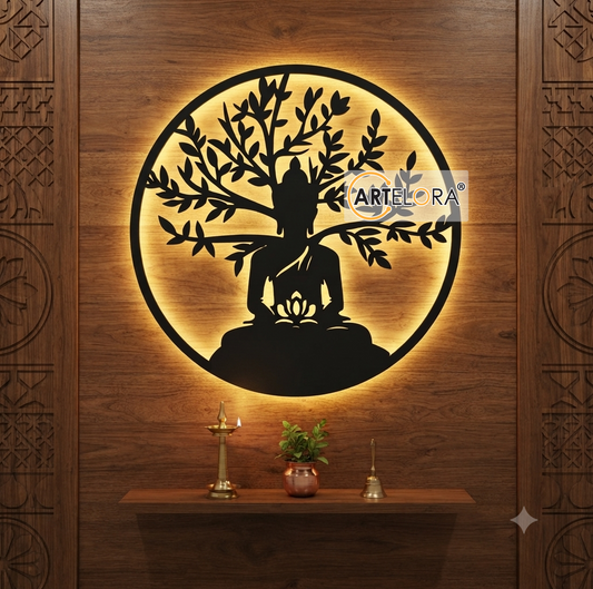 2D Modern Art Goutam Buddha with Tree