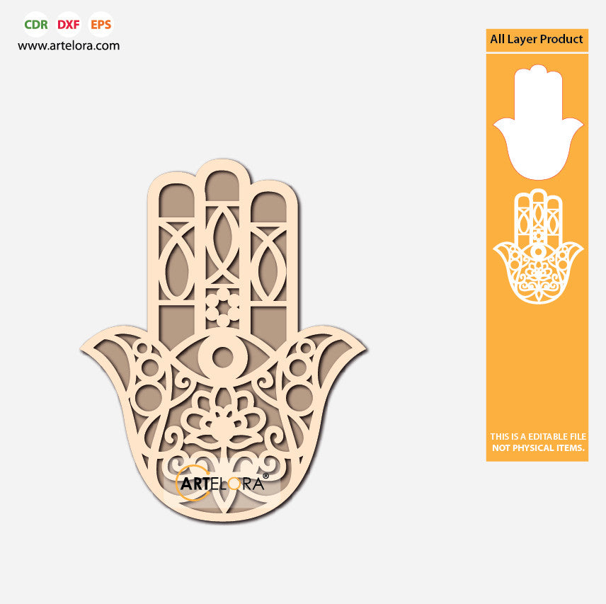 Pre Marked Base Design Hamsa Hand (2 Layered)