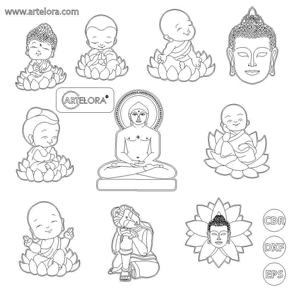 Pre Marked Base Design Baby Buddha Drawing