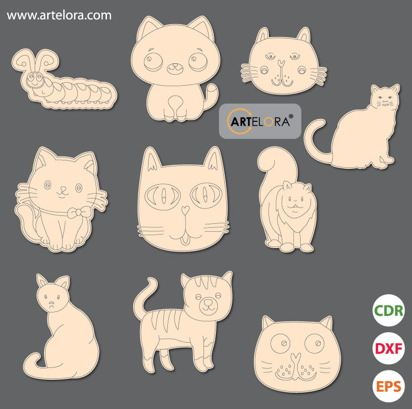 Pre Marked Base Design Cat Cartoon Drawing