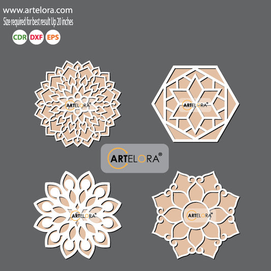 Pre Marked Base Design Flower Rangoli Laser Cutting