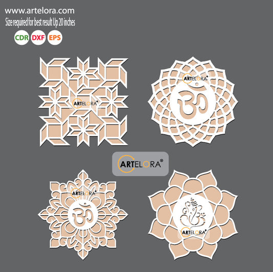 Pre Marked Base Design OM Rangoli Laser Cutting