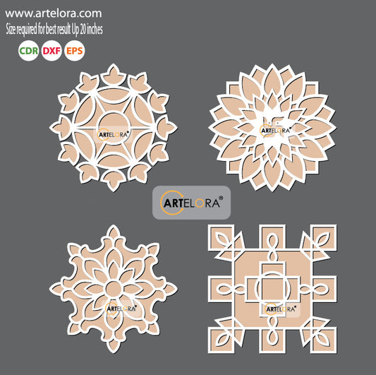 Pre Marked Base Design Flower Rangoli Laser Cutting