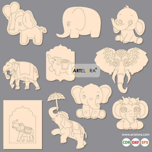 Pre Marked Base Design Elephant Cartoon Drawing