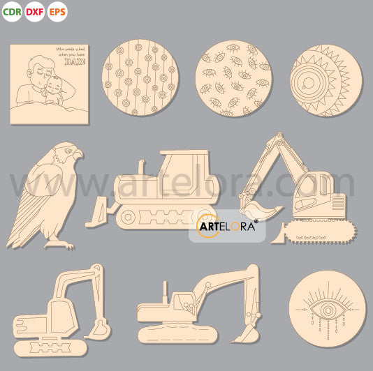 Pre Marked Base Design Excaavator Cartoon Drawing