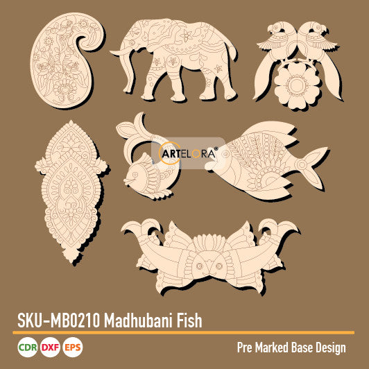 SKU-MB0210 Madhubani Fish (Pre Marked Base Design)