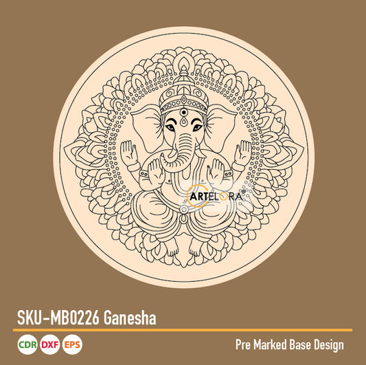 Pre Marked Base Design Pichwai Ganesha