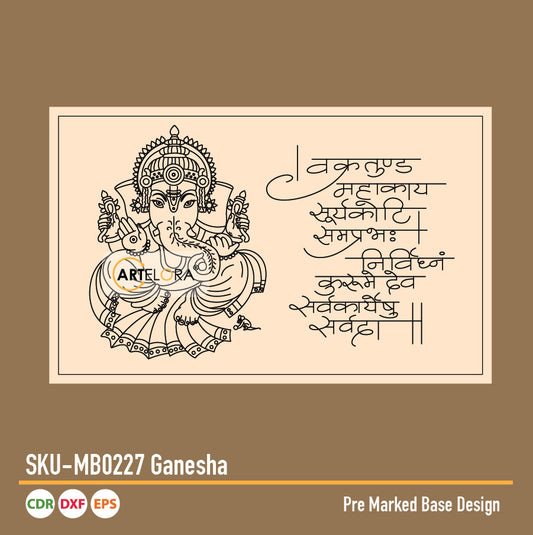 Pre Marked Base Design Pichwai Ganesha