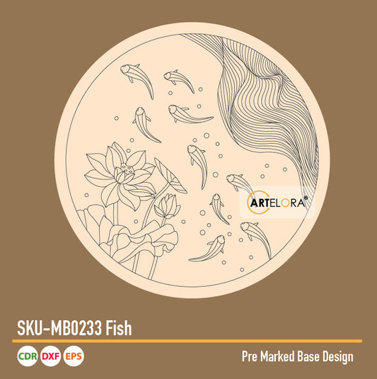 Pre Marked Base Design Pichwai Fish