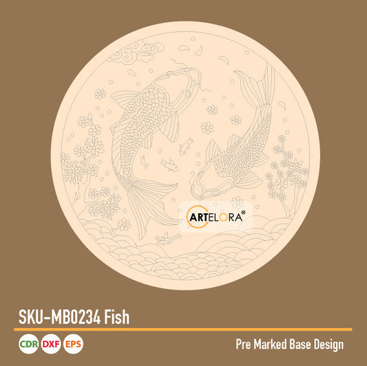 Pre Marked Base Design Pichwai Fish