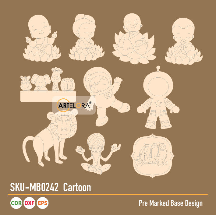 Pre Marked Base Design Buddha Cartoon