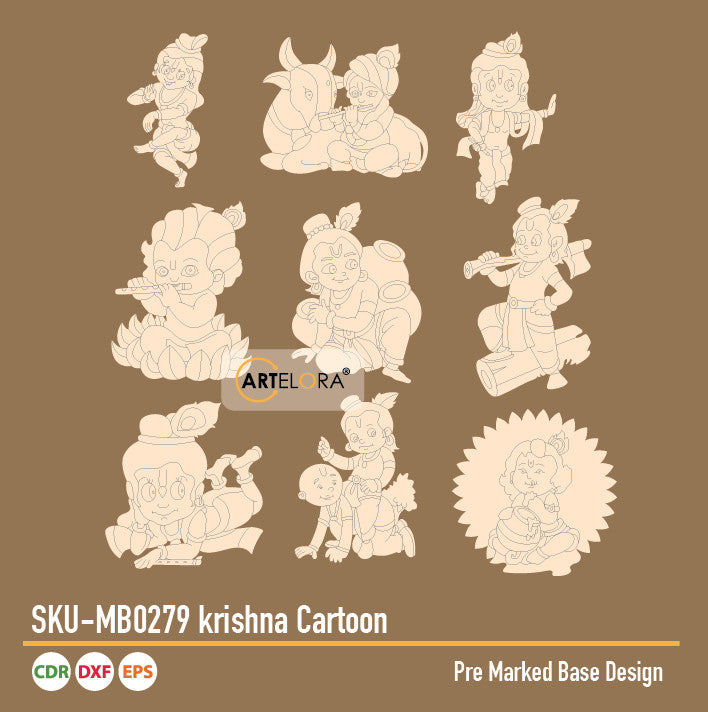 Pre Marked Base Design krishna Cartoon