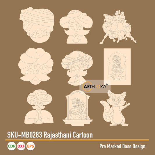 Pre Marked Base Design Rajasthani Cartoon