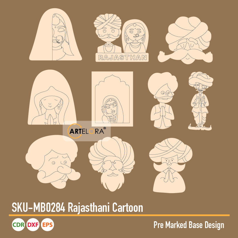 Pre Marked Base Design Rajasthani Cartoon