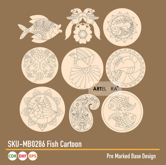Pre Marked Base Design Fish Cartoon