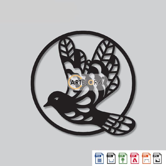 2D Modern Art Round Bird Design