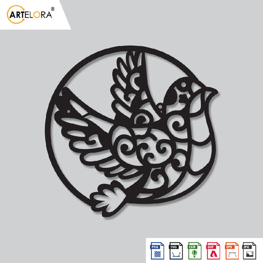 2D Modern Art Bird Laser cutting design