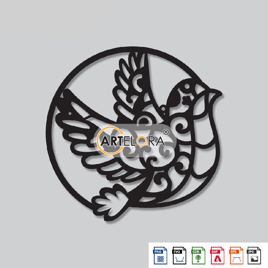 2D Modern Art Bird Laser cutting design