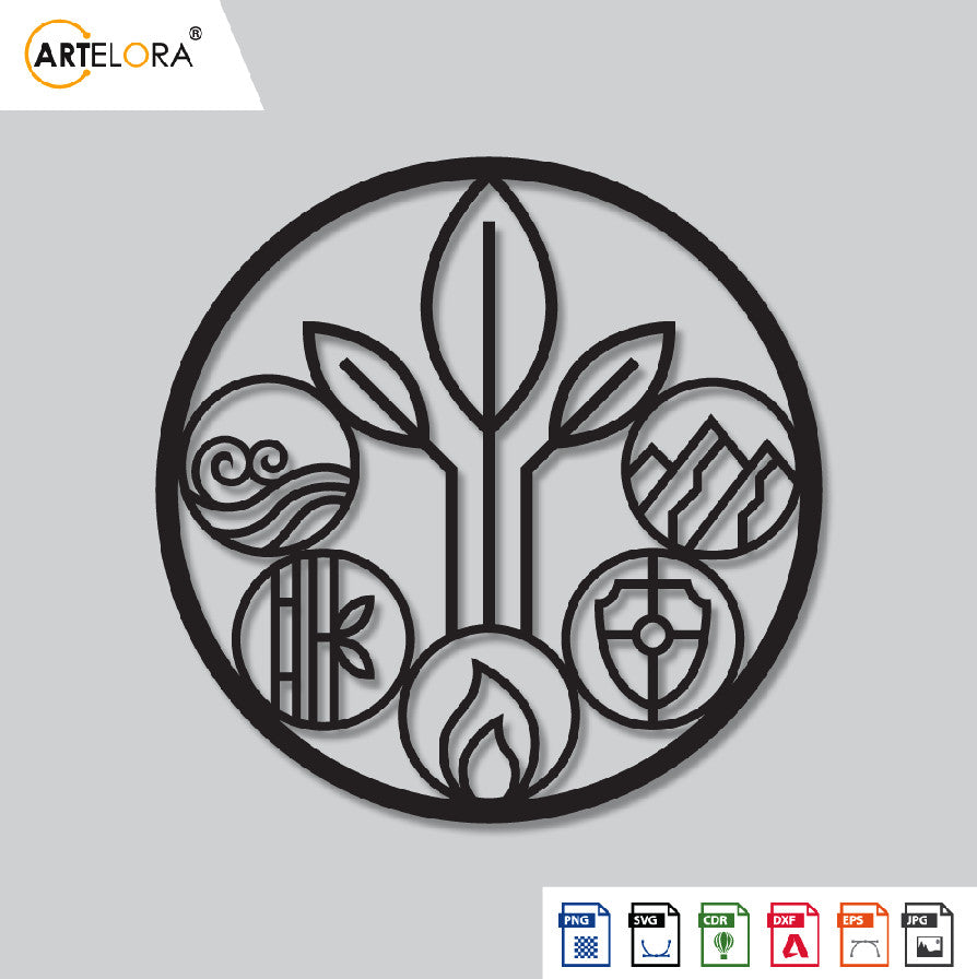 2D Modern Art Panchtatva Laser cutting desing