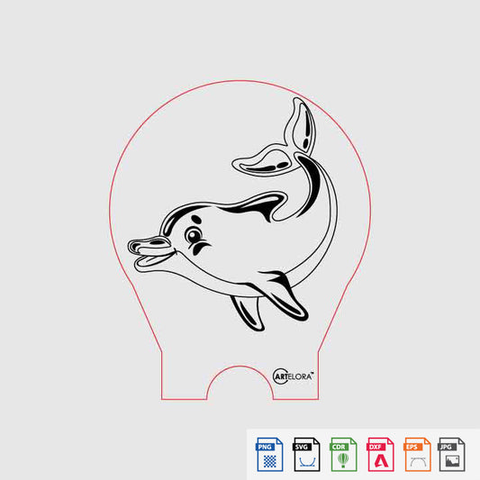 Laser Engraving Dolphin cartoon