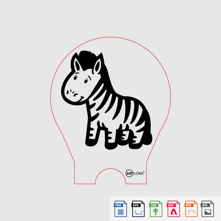 Laser Engraving Zebra Cartoon