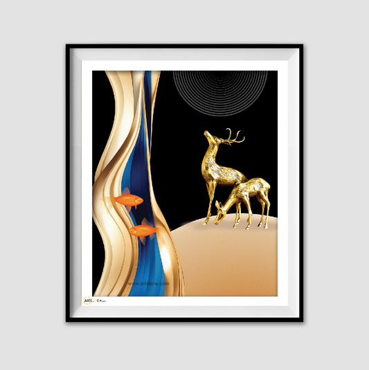 Canvas SKU AE104-20x24 Abstract Deer Art