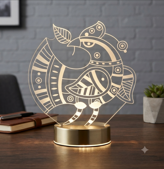 Laser Engraving Pichwai Peacock Artwork