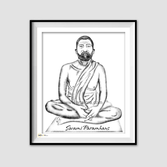 Canvas Swami Paramhans (Stippling art)