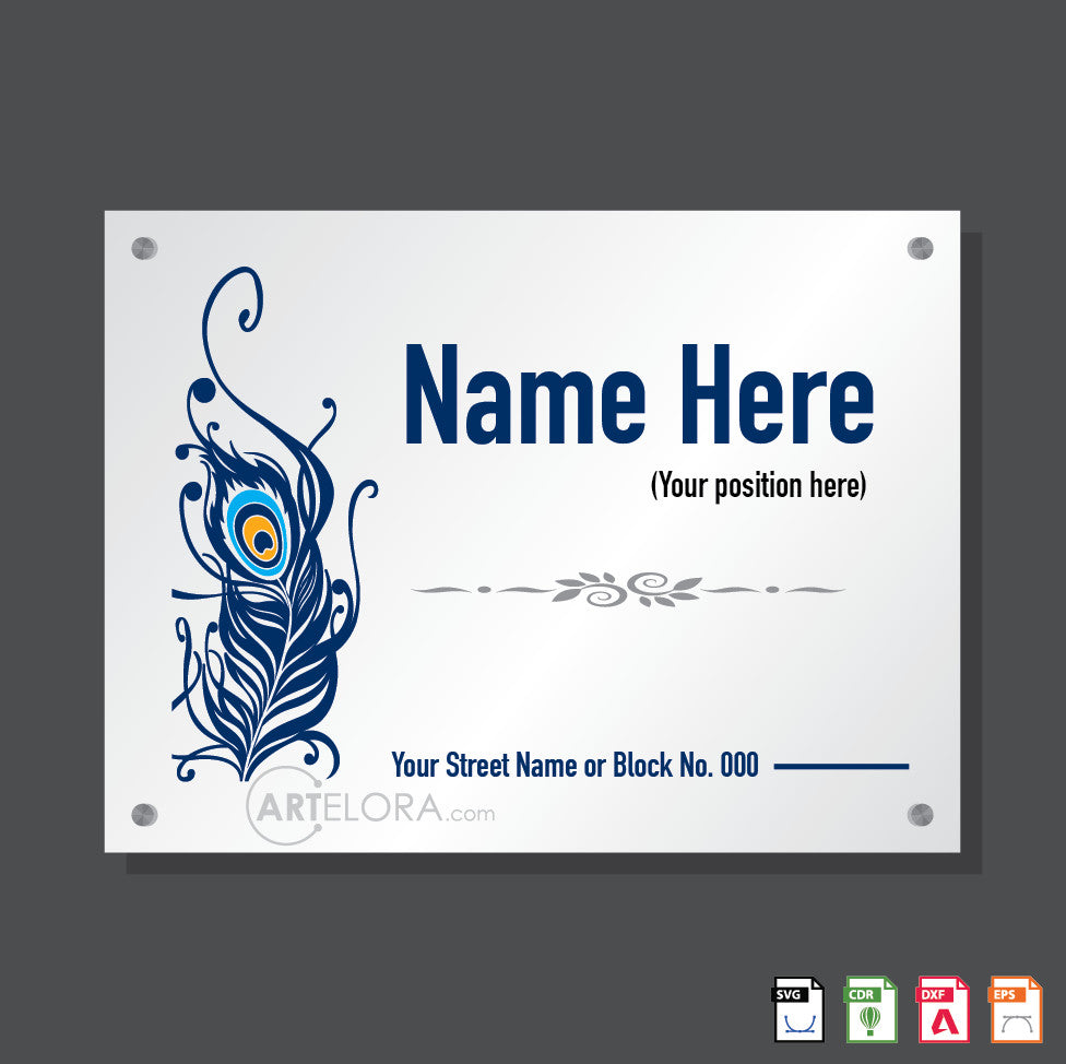 Name Plate Peacock Feather