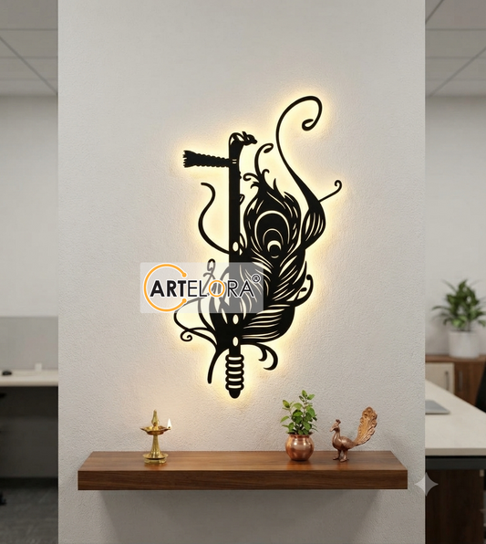 2D Modern Art peocock feather Laser Cutting