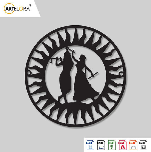 2D Modern Art Radha Krishna Laser cutting