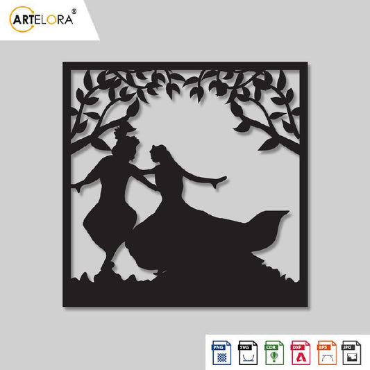 2D Modern Art Radha & Krishna Laser cutting