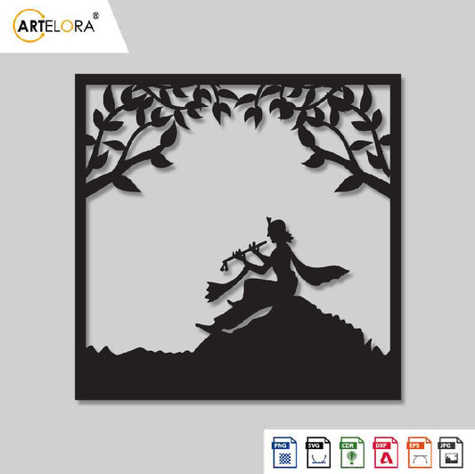 2D Modern Art Krishna Laser Cutting Design