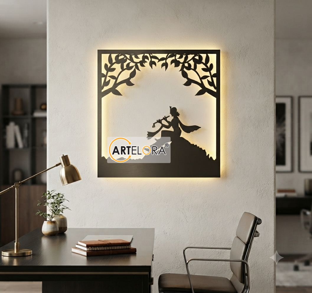 2D Modern Art Krishna Laser Cutting Design