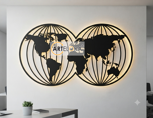 2D Modern Art World Map Laser cutting