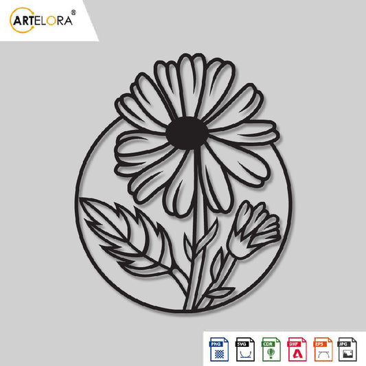 2D Modern Art Flower Laser Cutting Design