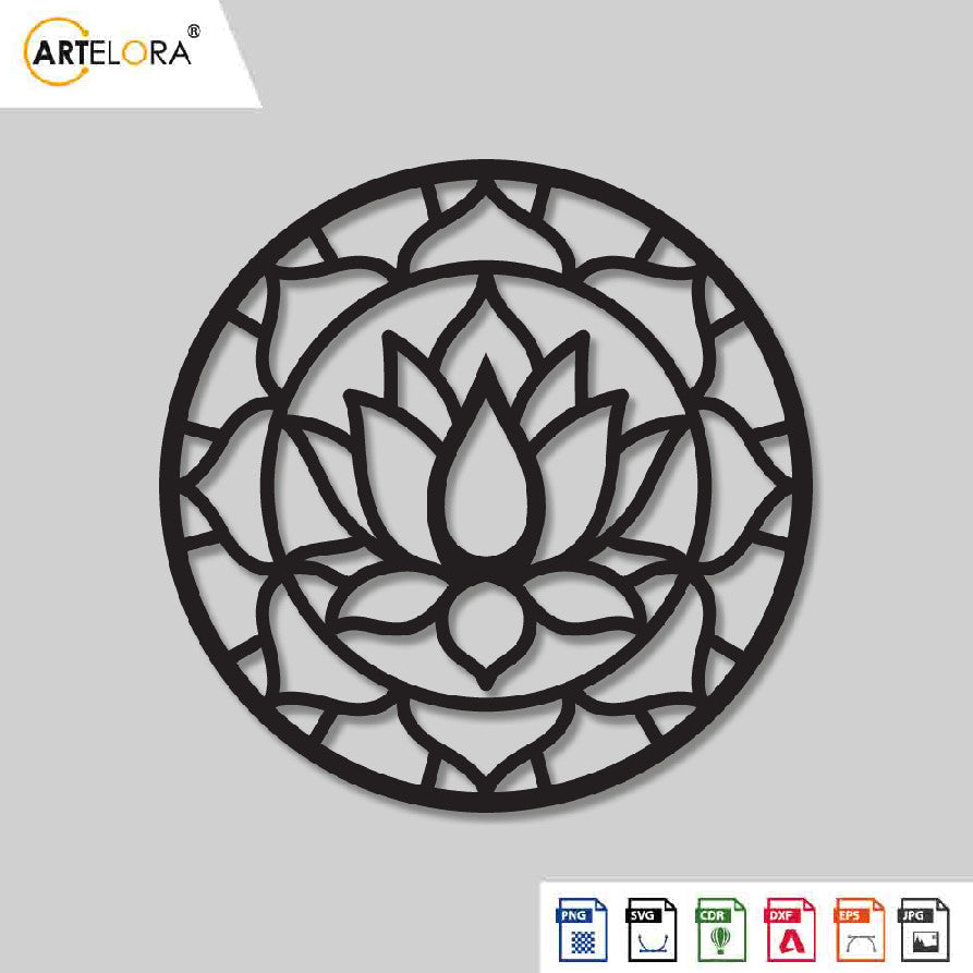 2D Modern Art Lotus Laser Cutting Design