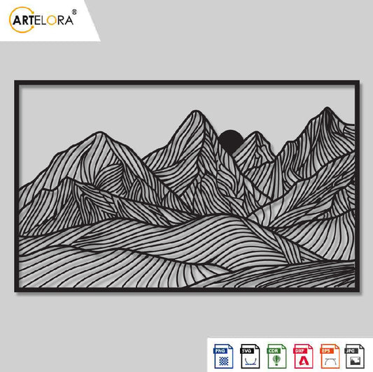 2D Modern Art Mountain Laser Cutting Design