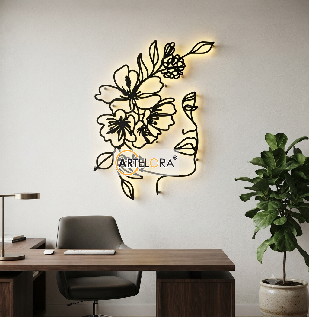2D Modern Art Woman Face Laser Design