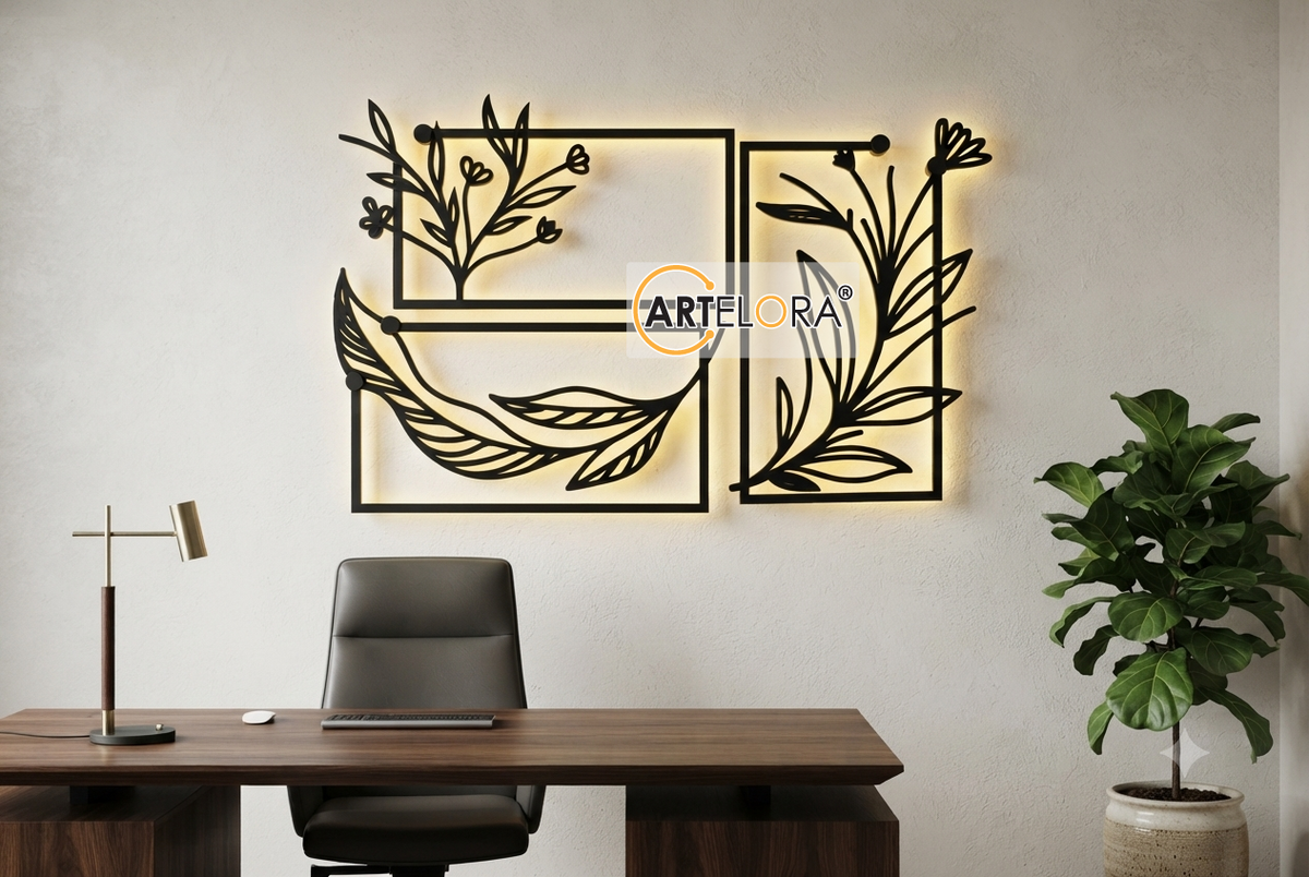 2D Modern Art Leaf & Flower Laser Cutting Design