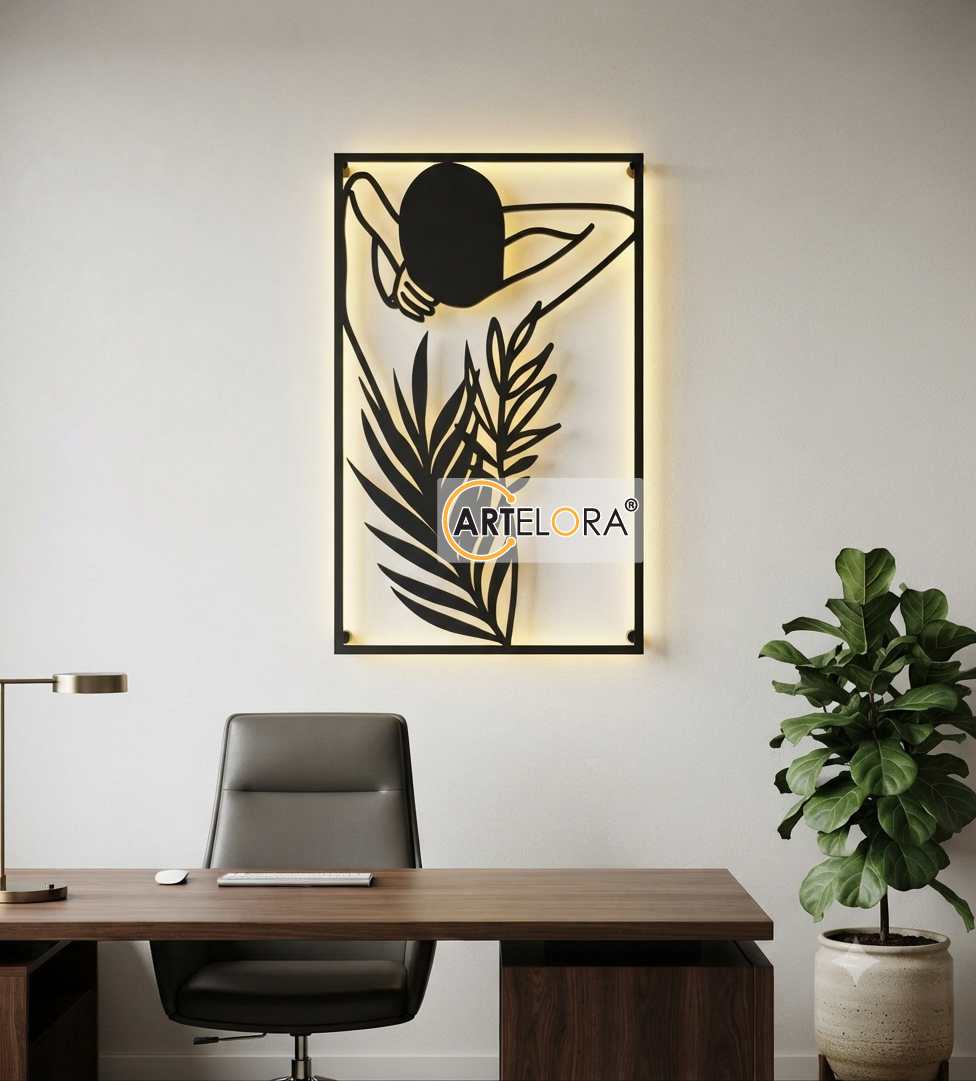 2D Modern Art woman Leaf Laser cutting