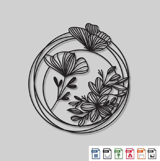 2D Modern Art flower Laser cutting design