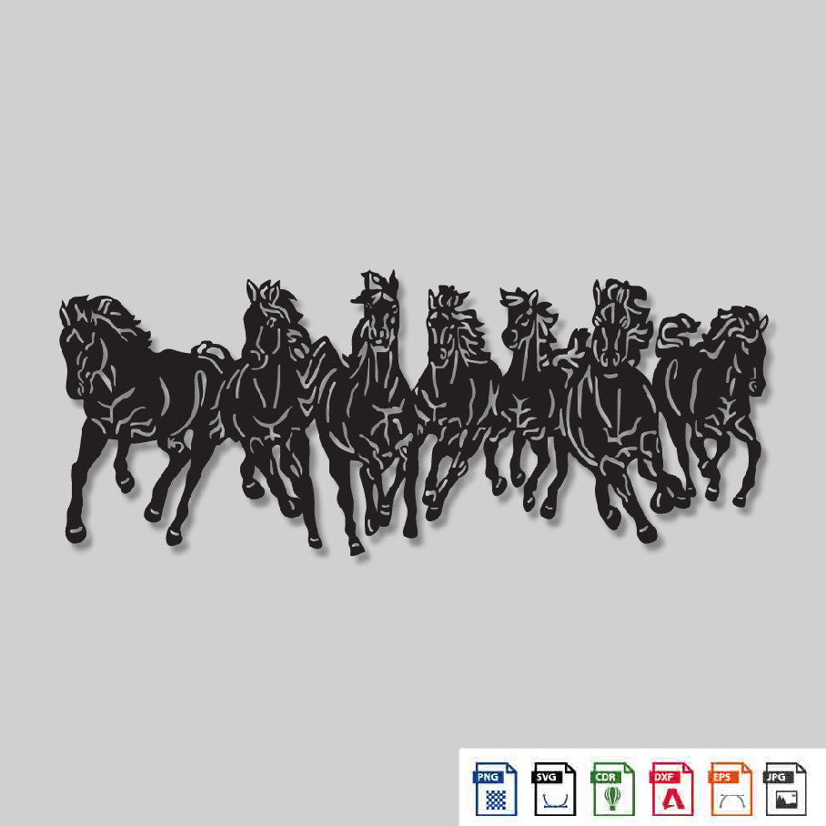 2D Modern Art Seven Horses Laser cutting